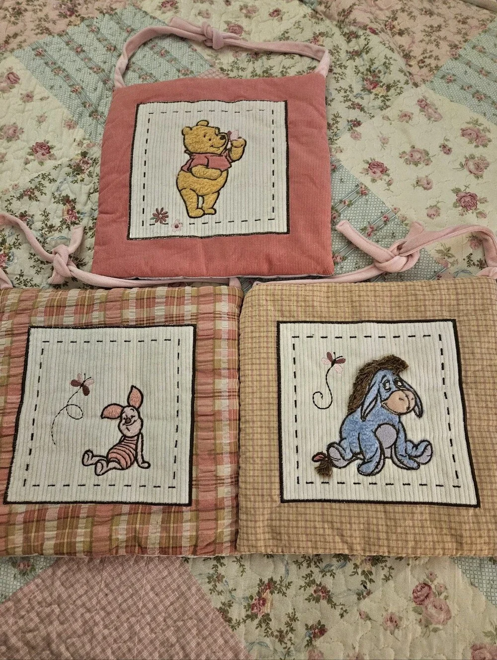 Pink Winnie the Pooh & Friends Nursery Wall Hangings/Cushion Covers - Set of 3